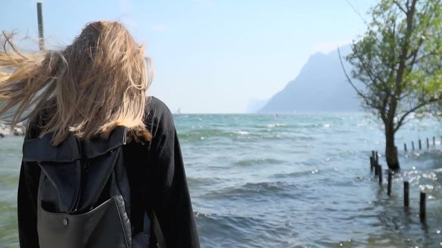 Blode Hipster Girl By Lake