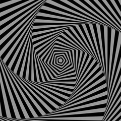 Abstract illusion in motion. Hypnotic Black and White element .Optical illusion. Vector