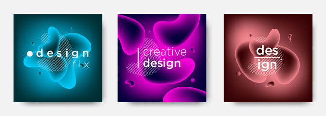 Set of abstract modern graphic elements. Dynamical colored forms and line. Gradient abstract banners with flowing liquid shapes. Template for the design of a logo, flyer or presentation.