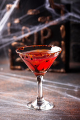 Halloweens drink red martini cocktail