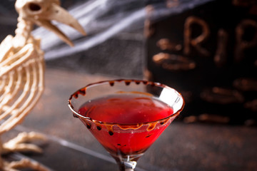Halloweens drink red martini cocktail
