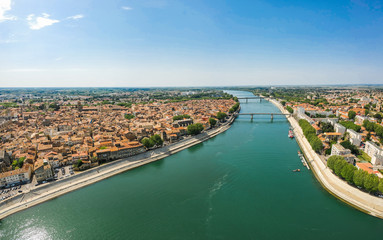 Fototapeta premium Panorama of ancient town Arles in Provence and Cote d'Azur, France, South Europe. Famous tourist destination with old Roman Artena