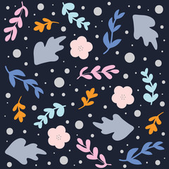 Summer floral seamless pattern, flat design for use as background, wrapping paper or wallpaper