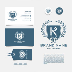 Monogram logo K. with elegant business cards.
