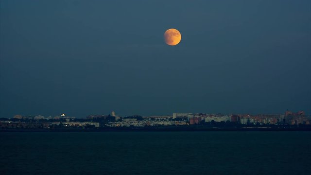 Partial Eclipsed Moon Rising