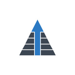 Fototapeta premium Pyramid with Arrow related vector glyph icon. Isolated on white background. Vector illustration.