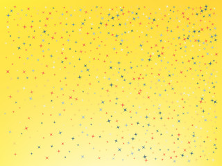 Yellow color background. Stars confetti. 