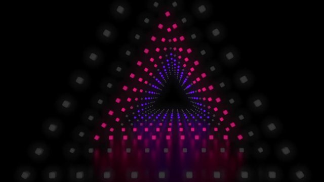 1980s style intro with neon animated triangular shapes 