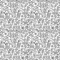 Cotton fabric Folk ethnic dance, seamless pattern for your design