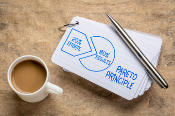 Pareto 80-20 principle concept on napkin - obrazy, fototapety, plakaty