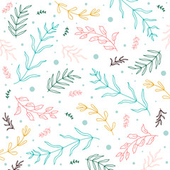 Summer spring floral seamless pattern, flat design for use as background, wrapping paper or wallpaper