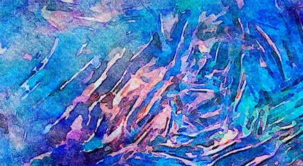 Bright graphic watercolor background. Art design with little liquid effect. Good for decoration of print production. Warm and cool artwork design. Chaotic elements.