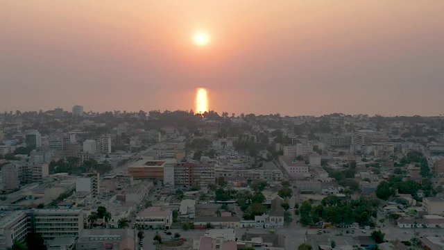 Benguela, Angola, Africa, sunset drone footage
