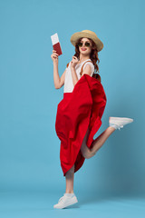 young woman in red dress