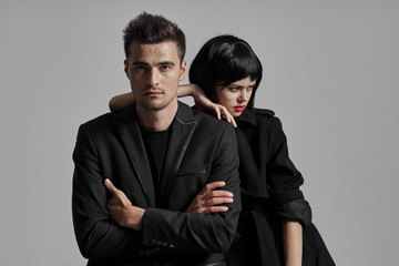 portrait of young man and woman