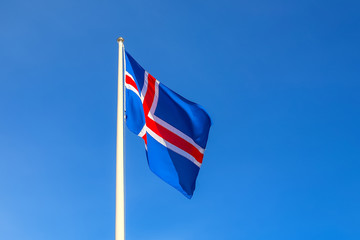 Waving in the wind flag of Iceland