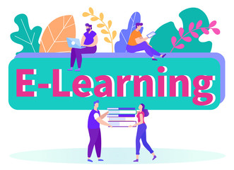 Man and Woman Holding in Hand Stack Books. Vector.