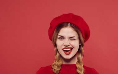 portrait of a girl in red hat