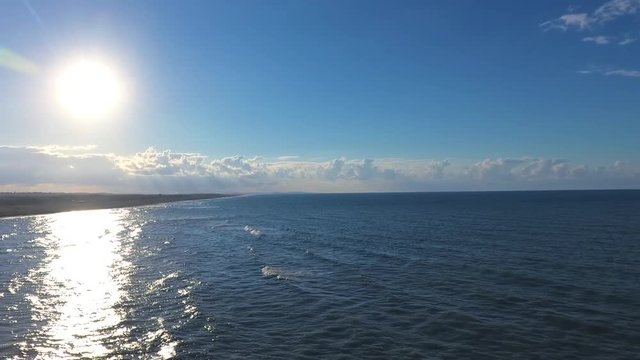 BEAUTIFUL BLUE SEA AND CLOUDY SKY, BACKGROUND OR PATTERN