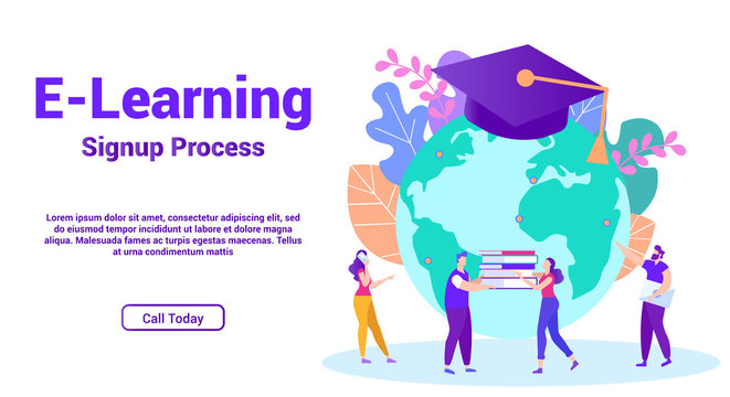 Distance Learning Advertising Layout. E- Learning.