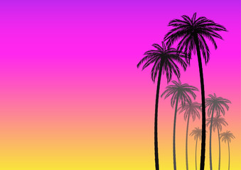 Naklejka na ściany i meble summer background with silhouette of coconut palm