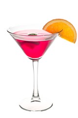 Red Cocktail with Orange Garnish