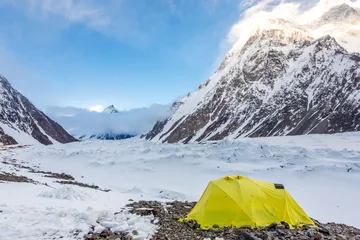 Glasschilderij Gasherbrum K2 bergtop, op een na hoogste berg ter wereld, K2 trektocht, Pakistan, Azië