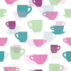 Colorful linen textured cups vector repeat pattern