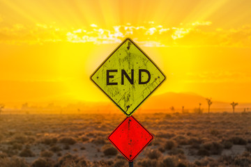 End sign in the desert