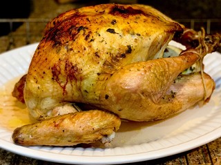 roasted turkey with gravy for Thanksgiving or Christmas