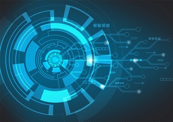 Abstract blue technology background.Vector circle and electricity line with blue electronic cycle.Digital data , circuit board, Scientific background,Digital art and Abstract background concept.