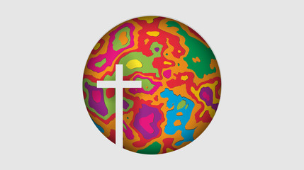 Christian cross in colorful styles for Easter festival