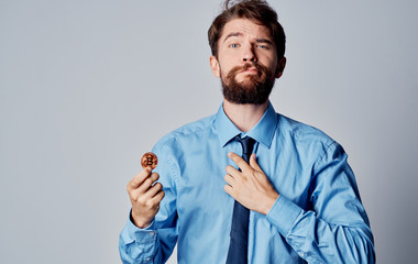 man with thumbs up gesture isolated on white