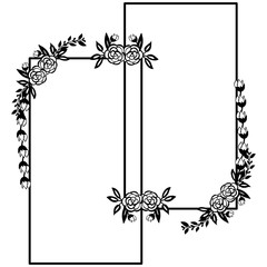 Card for frame flower black and white colors. Vector