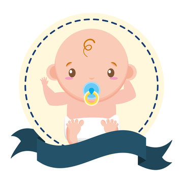boy with pacifier sticker baby shower