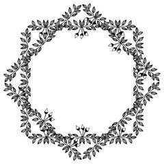 Template design for floral frame, isolated on white background. Vector