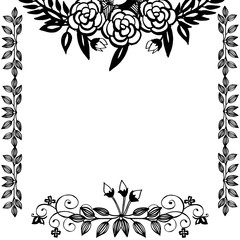 Decorative frame with floral, white background. Vector