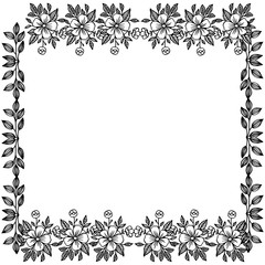 Decorative frame with floral, white background. Vector