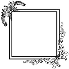 Wreath black and white frame for card. Vector