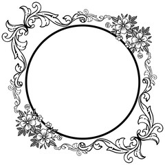 Wreath black and white frame for card. Vector