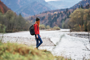 woman hiking in mountains