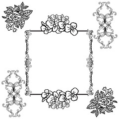 Card design for flower frame black and white. Vector