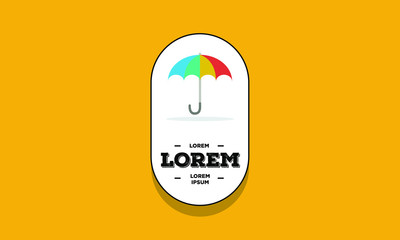Umbrella Badge Sticker Design Flat Style Design