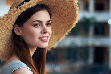 beautiful woman green leaves nature park