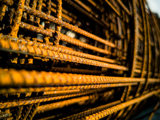 Roll bars that have become rusty orange construction in the area