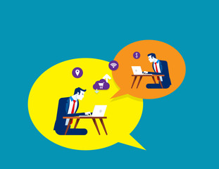 People who communicate on the internet, Graphic design vector illustration.Concept business flat character, Communication.