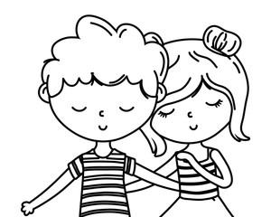 Teenager boy and girl cartoon design
