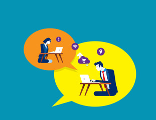 People who communicate on the internet, Graphic design vector illustration.Concept business flat character, Communication.