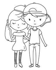 Teenager boy and girl cartoon design