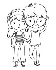 Teenager boy and girl cartoon design